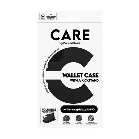 Husa de protectie PanzerGlass® CARE Feature Kickstand Wallet compatibil cu Samsung Galaxy A26 5G, Negru