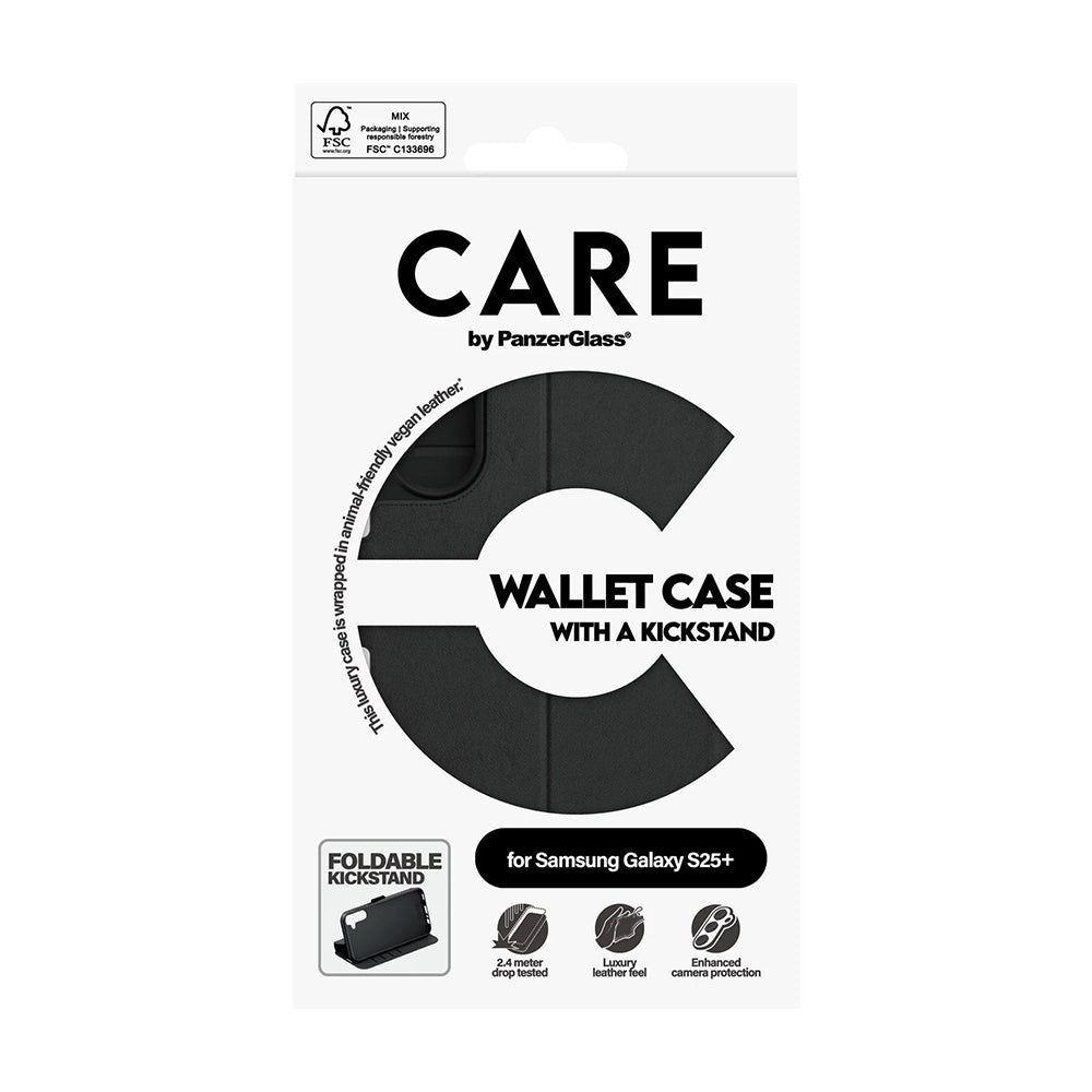 Husa de protectie PanzerGlass® CARE Feature Kickstand Wallet compatibil cu Samsung Galaxy S25 Plus, Negru