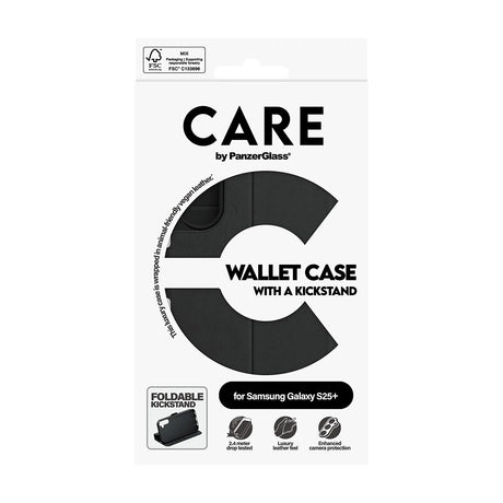 Husa de protectie PanzerGlass® CARE Feature Kickstand Wallet compatibil cu Samsung Galaxy S25 Plus, Negru