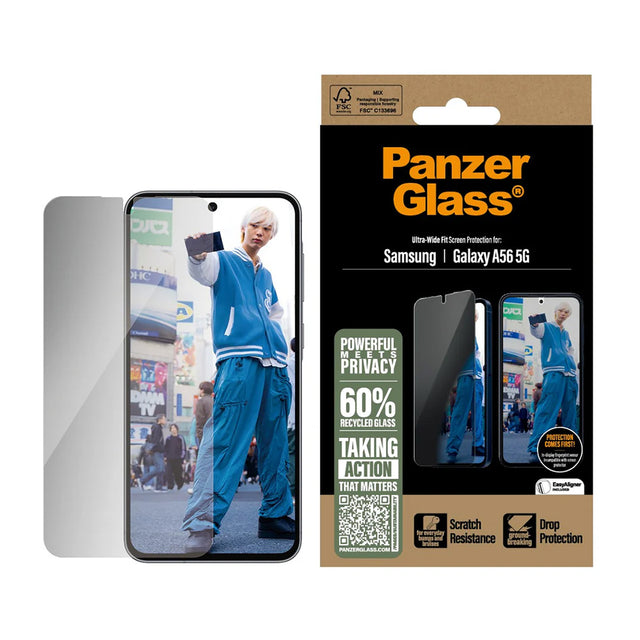 Folie de protectie PanzerGlass® Ultra-Wide Fit Privacy compatibil cu Samsung Galaxy A56 5G, Transparent
