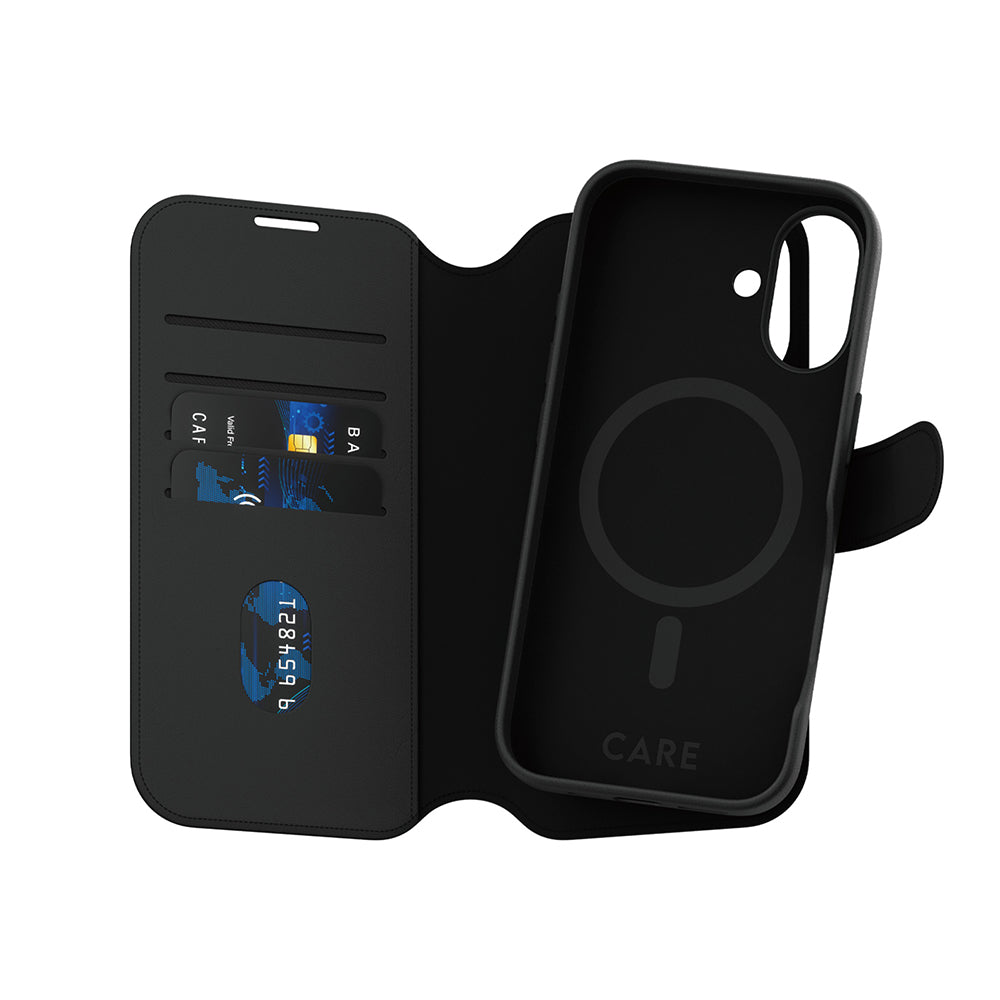 Husa de protectie PanzerGlass® CARE Feature MagSafe Tango Two-in-One Wallet compatibil cu iPhone 16, Negru