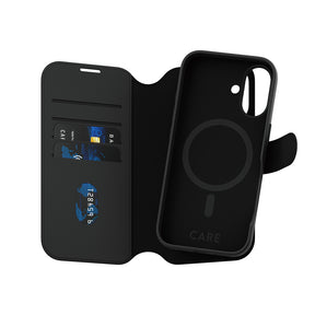 Husa de protectie PanzerGlass® CARE Feature MagSafe Tango Two-in-One Wallet compatibil cu iPhone 16, Negru