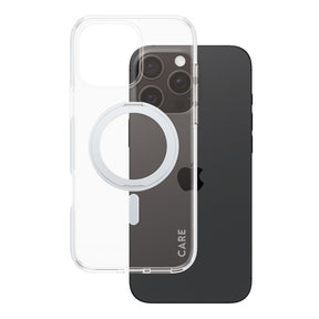 Husa de protectie PanzerGlass® CARE Feature Silver Kickstand & MagSafe compatibil cu iPhone 16 Pro Max, Transparent