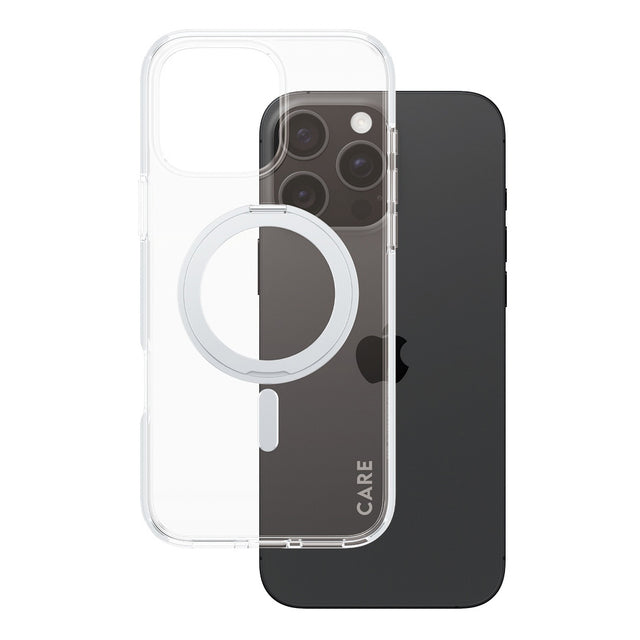 Husa de protectie PanzerGlass® CARE Feature Silver Kickstand & MagSafe compatibil cu iPhone 16 Pro Max, Transparent