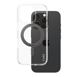 Husa de protectie PanzerGlass® CARE Feature Black Kickstand & MagSafe compatibil cu iPhone 16 Pro, Transparent