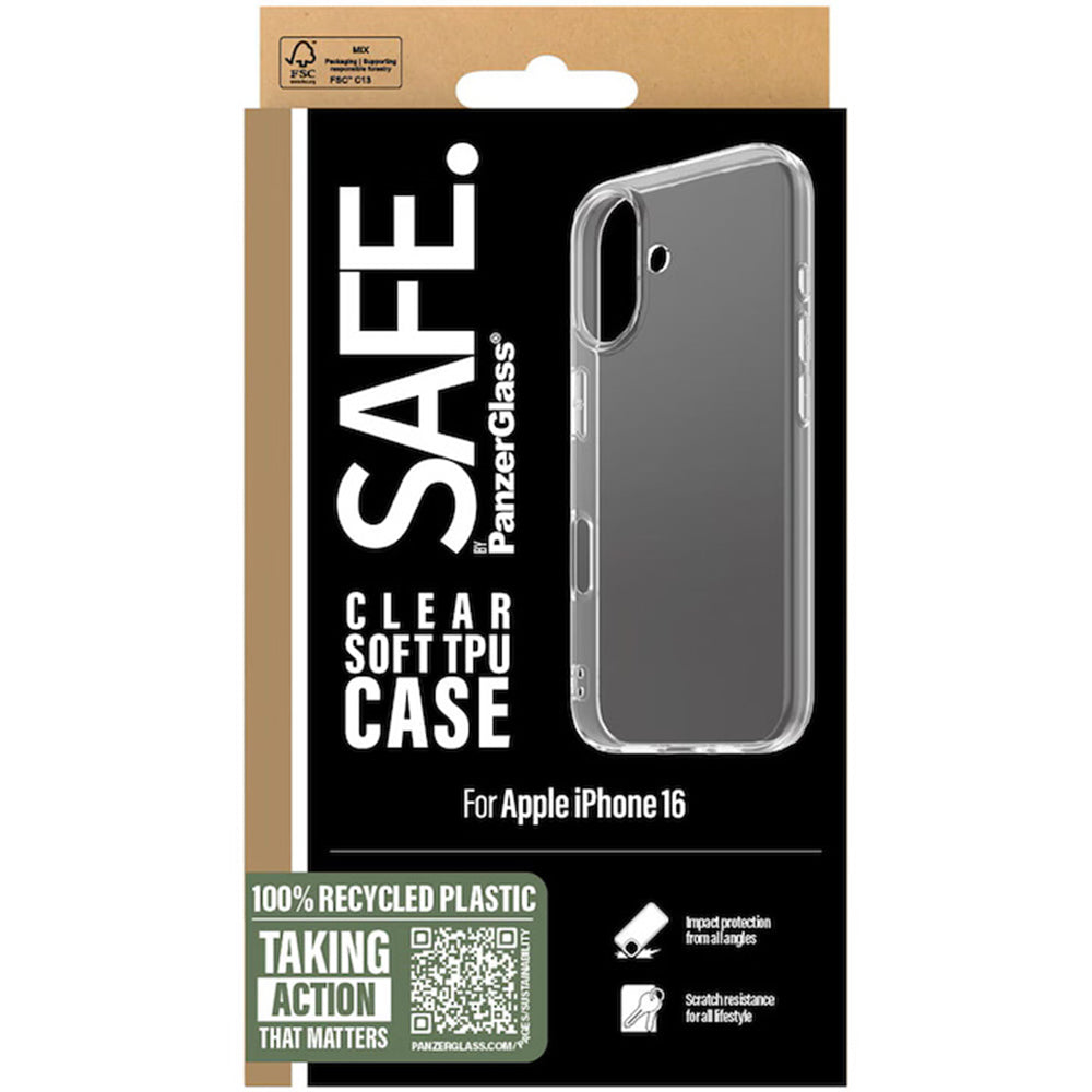Husa de protectie PanzerGlass® SAFE. TPU Series compatibil cu iPhone 16, Transparent