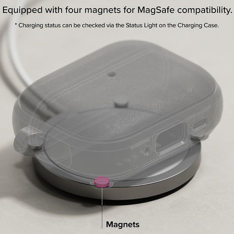 Casti Ringke Protection Case Onyx Magnetic, for AirPods Pro 3, Non-Slip Texture, Carabiner Hole, Warm Gray