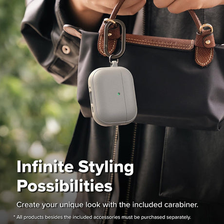 Casti Ringke Protection Case Onyx Magnetic, for AirPods Pro 3, Non-Slip Texture, Carabiner Hole, Warm Gray