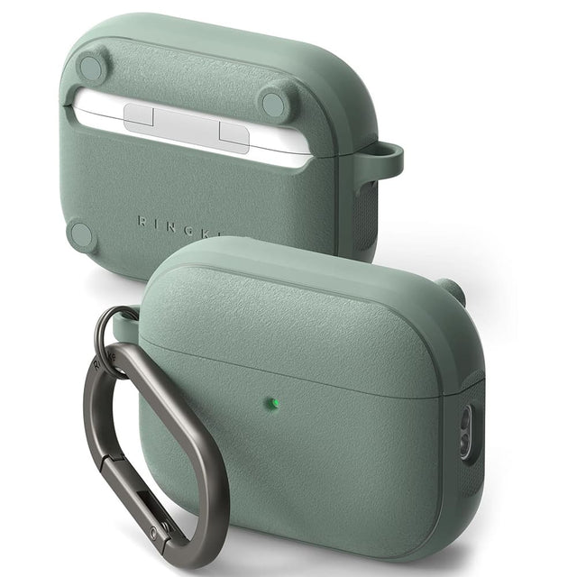Casti Ringke Protection Case Onyx Magnetic, for AirPods Pro 3, Non-Slip Texture, Carabiner Hole, Sage Green