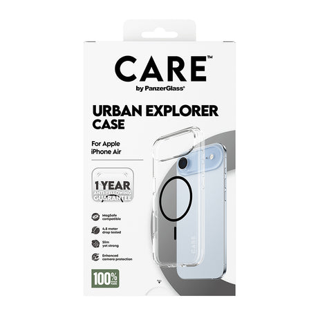 Husa de protectie PanzerGlass® CARE Flagship Urban Explorer Black MagSafe compatibil cu iPhone 17 Air, Transparent