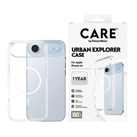 Husa de protectie PanzerGlass® CARE Flagship Urban Explorer White MagSafe compatibil cu iPhone 17 Air, Transparent