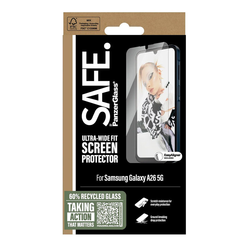 Folie de protectie PanzerGlass® SAFE. Ultra-Wide Fit w. Aligner compatibil cu Samsung Galaxy A26 5G, Transparent