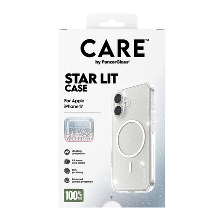 Husa de protectie PanzerGlass® CARE Flagship Urban Explorer Star Lit White MagSafe compatibil cu iPhone 17, Transparent