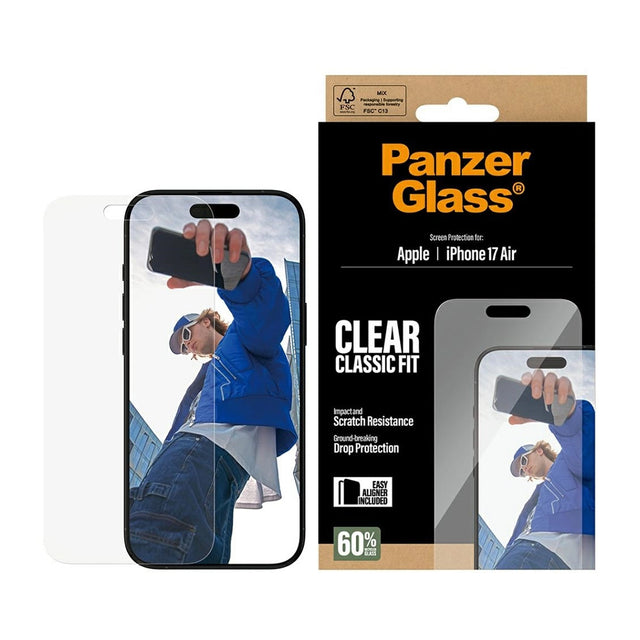 Folie de protectie PanzerGlass® Classic Fit w. EasyAligner compatibil cu iPhone 17 Air, Transparent