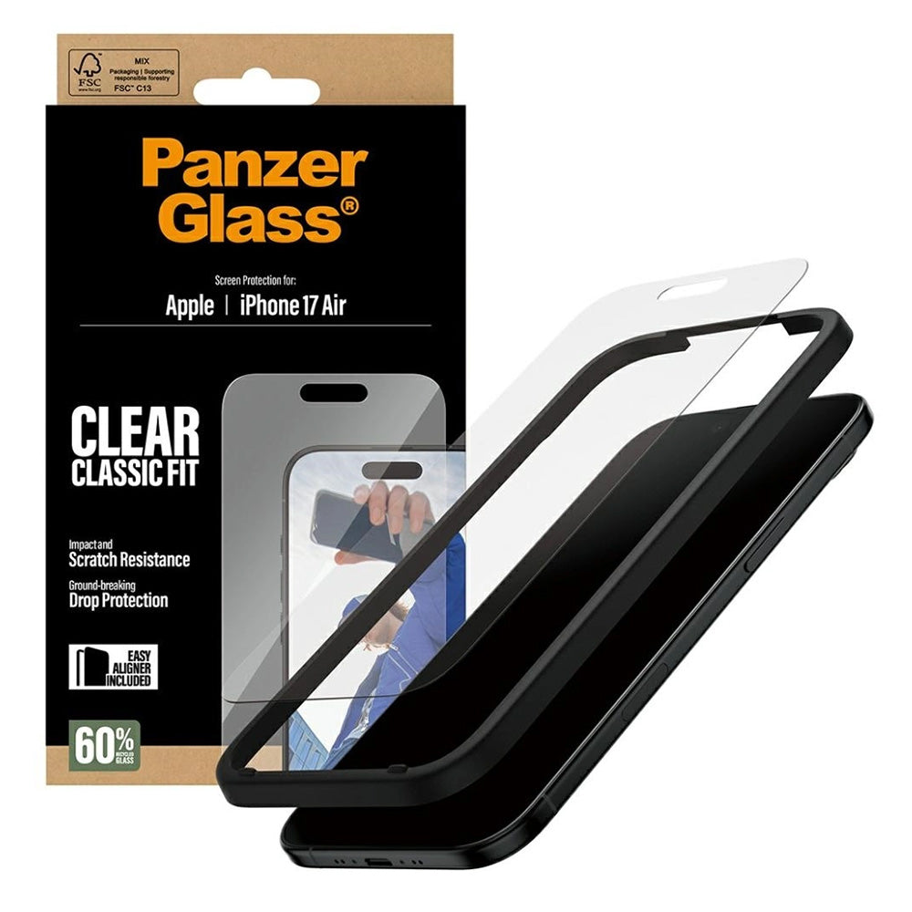 Folie de protectie PanzerGlass® Classic Fit w. EasyAligner compatibil cu iPhone 17 Air, Transparent