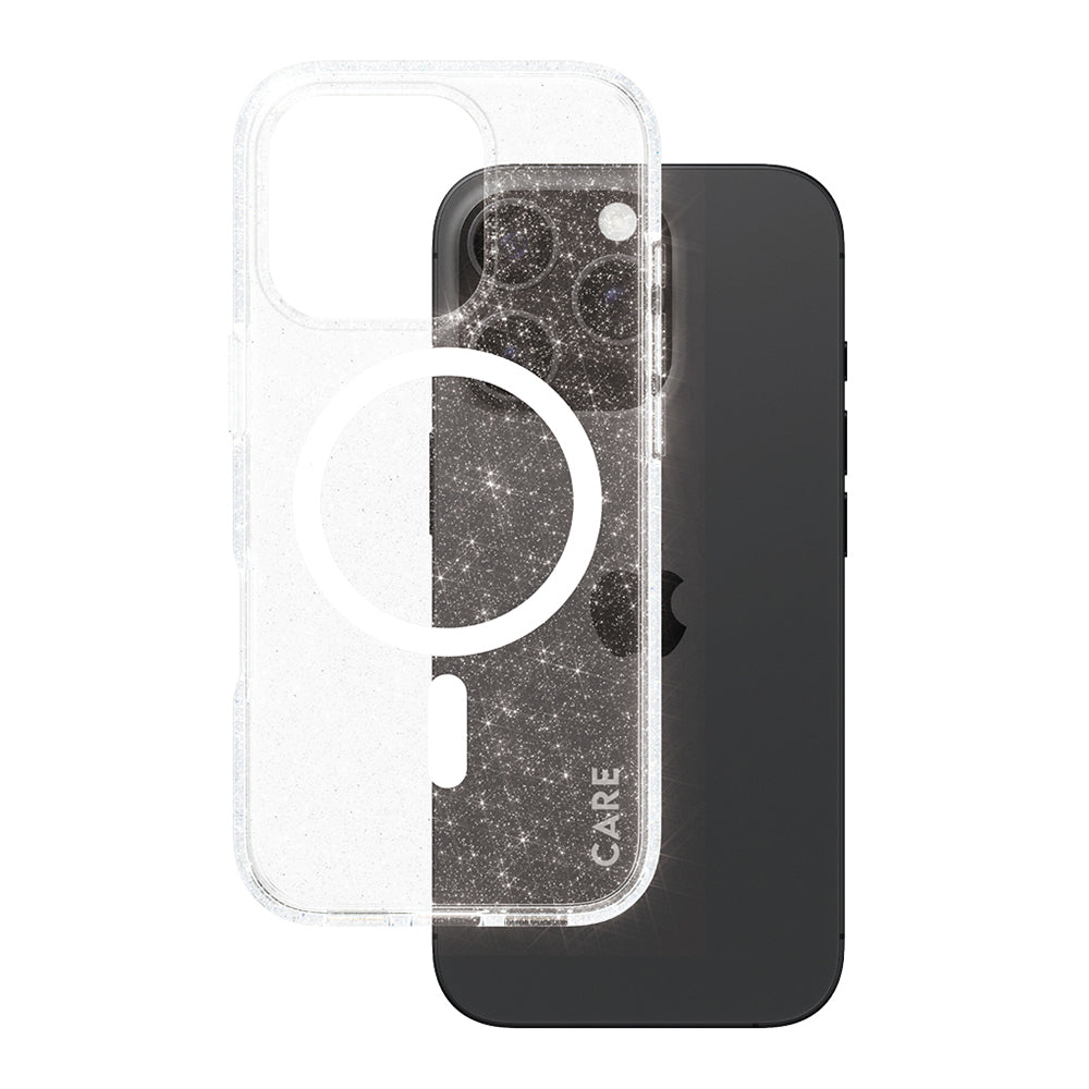 Husa de protectie PanzerGlass® CARE Flagship Urban Combat Star Lit White MagSafe compatibil cu iPhone 16 Pro, Transparent