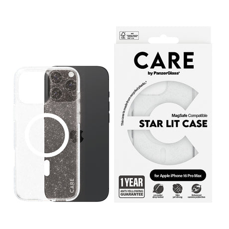 Husa de protectie PanzerGlass® CARE Flagship Urban Combat Star Lit White MagSafe compatibil cu iPhone 16 Pro, Transparent