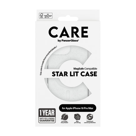 Husa de protectie PanzerGlass® CARE Flagship Urban Combat Star Lit White MagSafe compatibil cu iPhone 16 Pro, Transparent