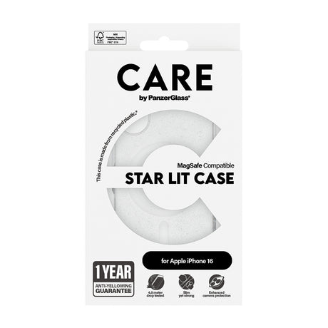 Husa de protectie PanzerGlass® CARE Flagship Urban Combat Star Lit White MagSafe compatibil cu iPhone 16, Transparent