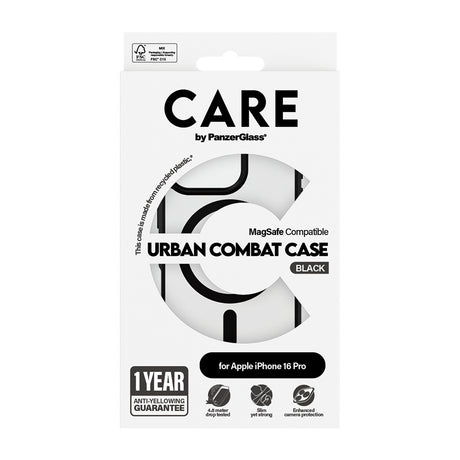 Husa de protectie PanzerGlass® CARE Flagship Urban Combat Black MagSafe compatibil cu iPhone 16 Pro, Negru