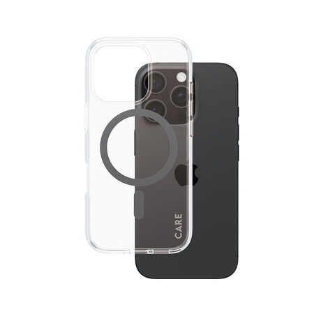 Husa de protectie PanzerGlass® CARE Flagship Urban Combat Black MagSafe compatibil cu iPhone 16 Pro, Transparent