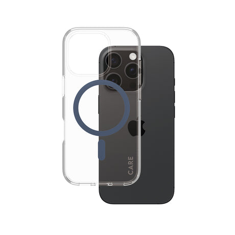 Husa de protectie PanzerGlass® CARE Flagship Urban Combat Blue MagSafe compatibil cu iPhone 16 Pro, Transparent