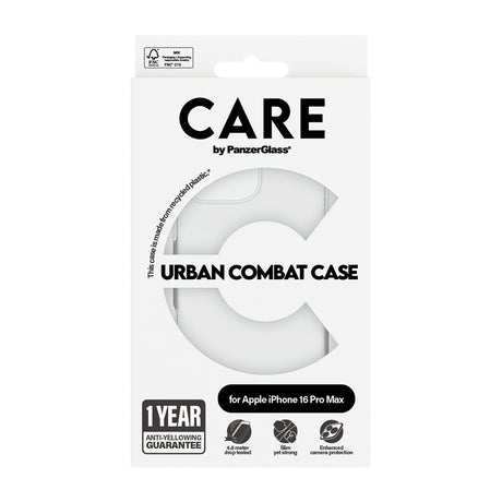 Husa de protectie PanzerGlass® CARE Flagship Urban Combat compatibil cu iPhone 16 Pro, Transparent
