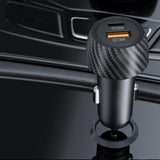 Incarcator Techsuit Car CarbonVolt (C7), Fast Charge 48W, USB, Type-C, QC3.0 18W, PD30W, Negru