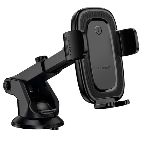 Suport Borofone with Wireless Charging Follower (BH223), for Windshield/Dashboard, 15W, 4.5-7.0inch, Negru