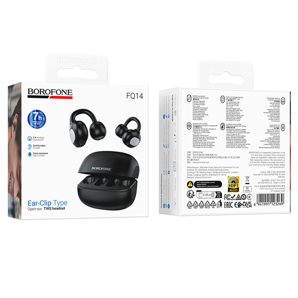 Casti fara Fir, BT5.4, TWS, Control Tactil, 300mAh - Borofone Joy (FQ14) - Black