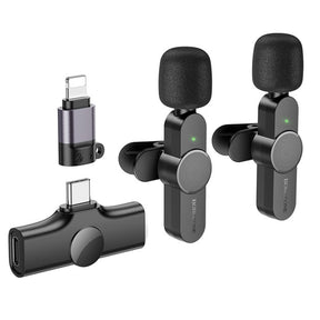 Casti Borofone (set de 2) Wireless Lavalier Microphones Trophy (BFK12), 2.4Ghz, Type-C, Lightning, 70mAh, Negru