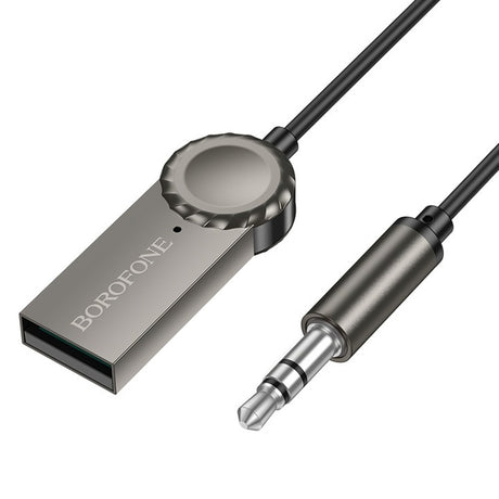 Gadget Borofone Cable Audio Receiver Peaceful (BC56), Bluetooth V5.0 Adapter, Jack 3.5mm, Metal Gray