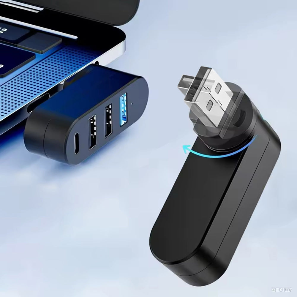 Hub/Dock Techsuit Docking Station SplitterNode 4 in 1 (H17), USB to 3x USB, 1x Type-C, 5Gbps, ABS, 180° Rotation, Negru