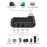 Hub/Dock Techsuit Docking Station SplitterNode 4 in 1 (H17), USB to 3x USB, 1x Type-C, 5Gbps, ABS, 180° Rotation, Negru