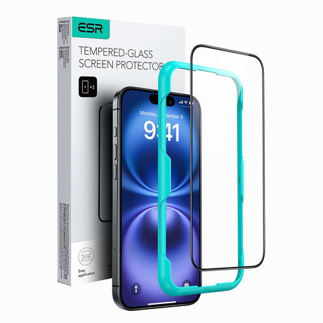 Folie de protectie ESR Tempered Glass compatibil cu iPhone 16, Negru