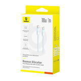 Cablu Baseus Discolor (E0420700), USB-C to USB-C, 100W, 480Mbps, 1m, Albastru /Green