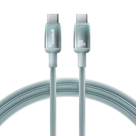 Cablu Baseus Discolor (E0420700), USB-C to USB-C, 100W, 480Mbps, 1m, Albastru /Green