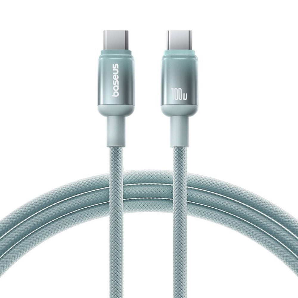 Cablu Baseus Discolor (E0420701), USB-C to USB-C, 100W, 480Mbps, 2m, Albastru /Green