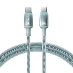 Cablu Baseus Discolor (E0420701), USB-C to USB-C, 100W, 480Mbps, 2m, Albastru /Green
