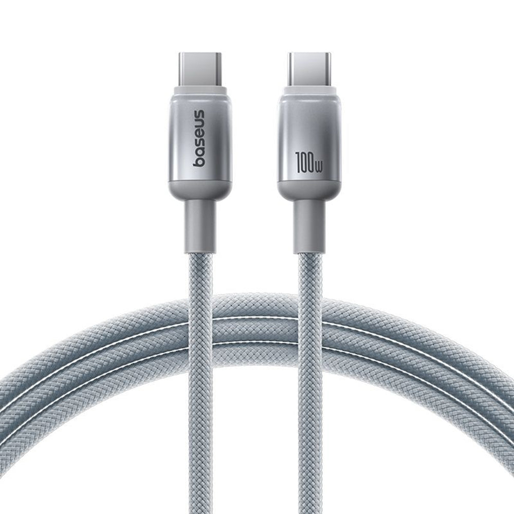 Cablu Baseus Discolor (E0420702), USB-C to USB-C, 100W, 480Mbps, 1m, Argintiu