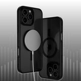 Husa de protectie PanzerGlass® HardCase Black MagSafe & Frame Series compatibil cu iPhone 16 Pro, Transparent