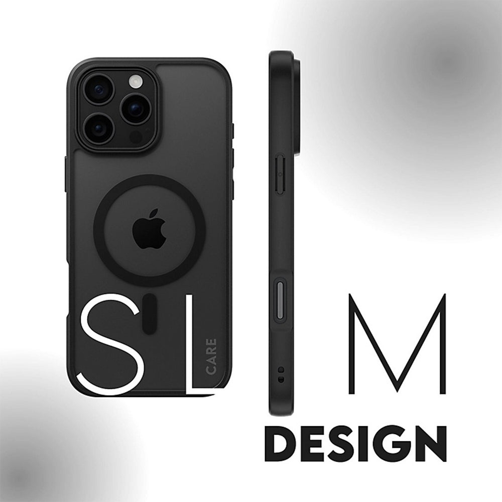 Husa de protectie PanzerGlass® HardCase Black MagSafe & Frame Series compatibil cu iPhone 16 Pro, Transparent