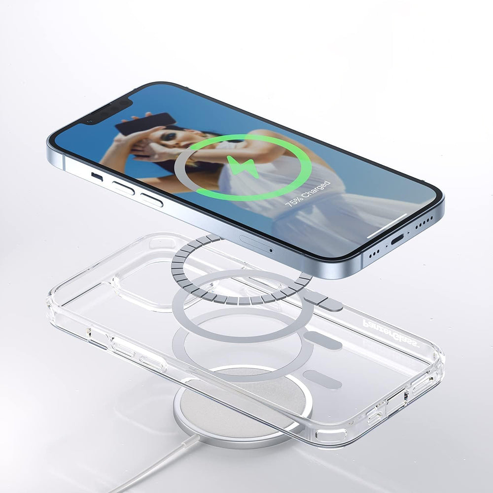 Husa de protectie PanzerGlass® HardCase White MagSafe Series compatibil cu iPhone 16 Pro, Transparent
