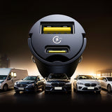 Incarcator Baseus Car Tiny Star Mini (C00035001121-02), USB, Type-C, 30W, with Built-in Pull Handle, 12V to 24V, Negru