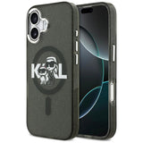 Husa de protectie Karl Lagerfeld IML Glitter Karl & Choupette Sketch Logo MagSafe (KLHMP17LHGKCGKBK) compatibil cu iPhone 17 Pro, Negru