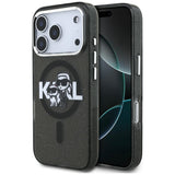 Husa de protectie Karl Lagerfeld IML Glitter Karl & Choupette Sketch Logo MagSafe (KLHMP17LHGKCGKBK) compatibil cu iPhone 17 Pro, Negru