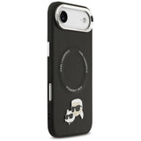 Husa de protectie Karl Lagerfeld Leather Karl & Choupette Pins MagSafe (KLHMP17MPSMLRKCK) compatibil cu iPhone 17 Air, Negru