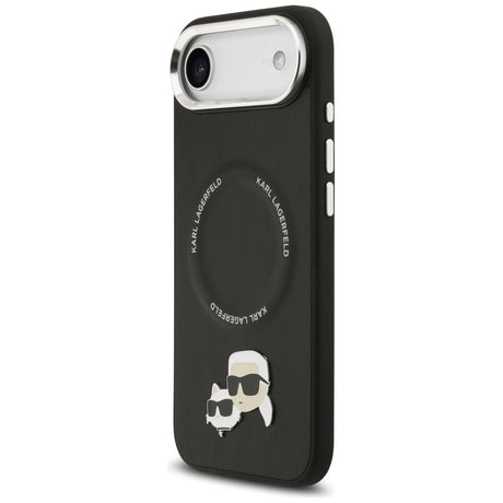 Husa de protectie Karl Lagerfeld Leather Karl & Choupette Pins MagSafe (KLHMP17MPSMLRKCK) compatibil cu iPhone 17 Air, Negru
