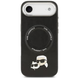 Husa de protectie Karl Lagerfeld Leather Karl & Choupette Pins MagSafe (KLHMP17MPSMLRKCK) compatibil cu iPhone 17 Air, Negru
