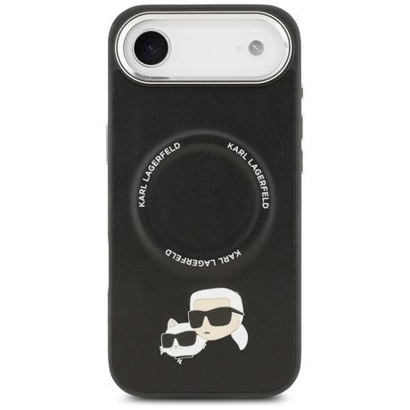 Husa de protectie Karl Lagerfeld Leather Karl & Choupette Pins MagSafe (KLHMP17MPSMLRKCK) compatibil cu iPhone 17 Air, Negru